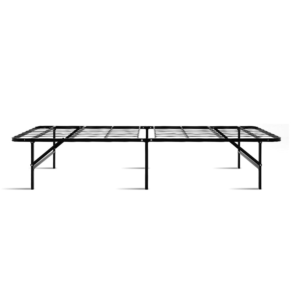 Foldable Metal Bed Frame - Black - SINGLE SIZE Artiss