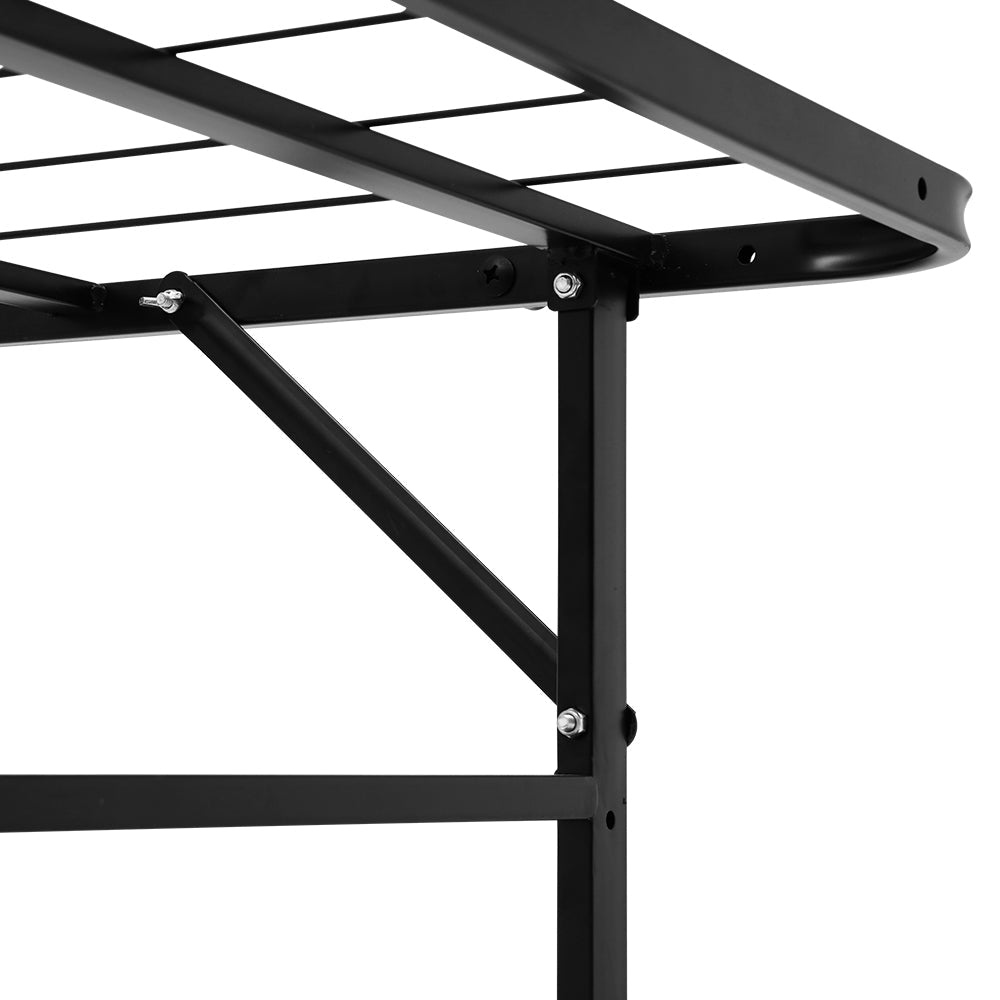 Foldable Metal Bed Frame - Black - SINGLE SIZE Artiss