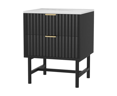 edside Table 2 Drawers - Black Artiss
