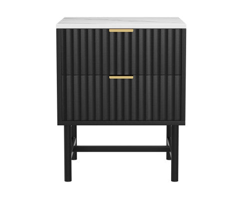 edside Table 2 Drawers - Black Artiss