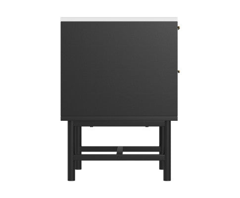 edside Table 2 Drawers - Black Artiss