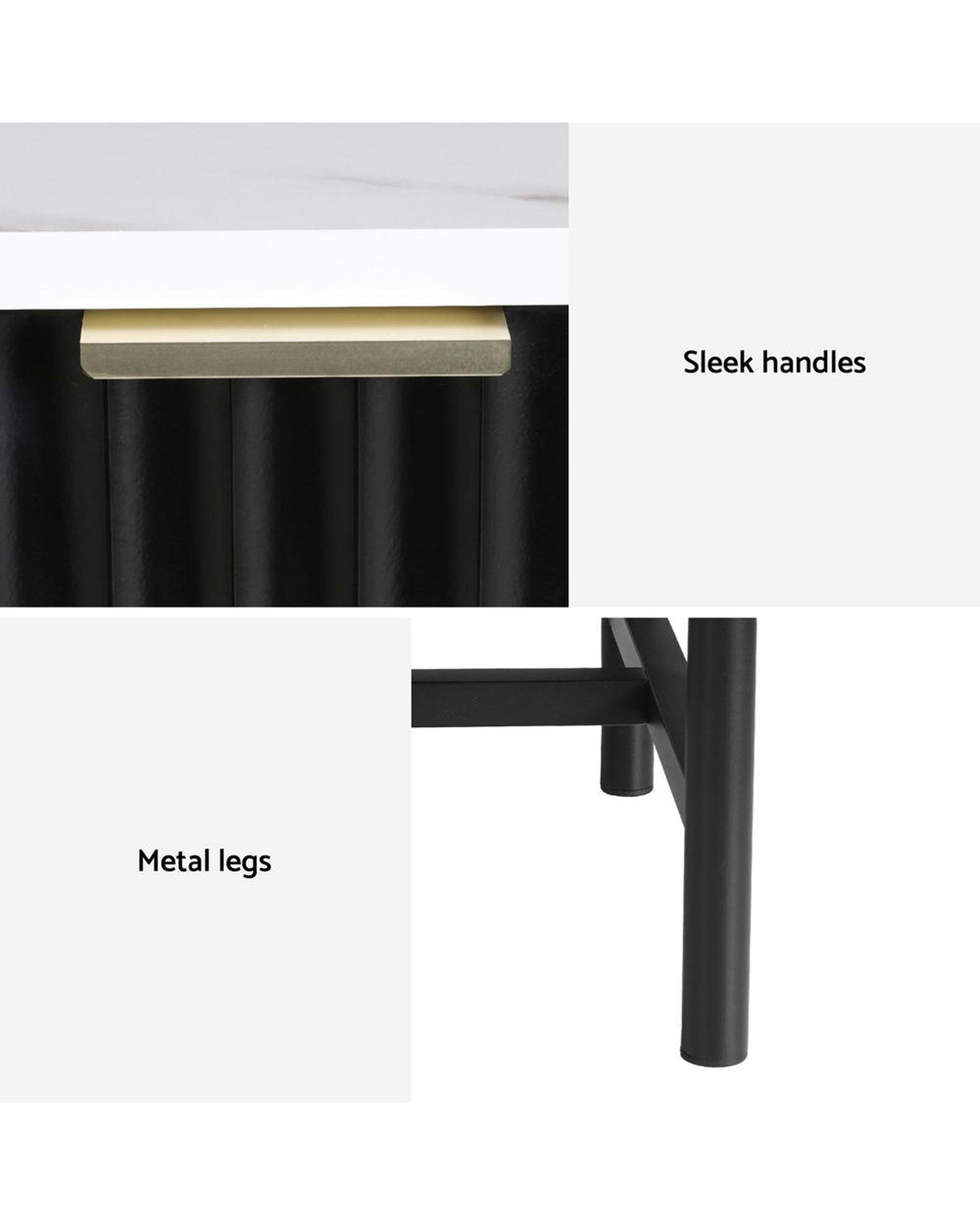 2x Bedside Table 2 Drawers - Black Artiss