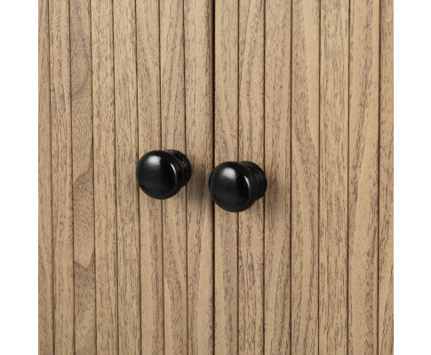 Bedside Table Side End Table Slidng Doors Storage Nightstand Black BORIS Artiss