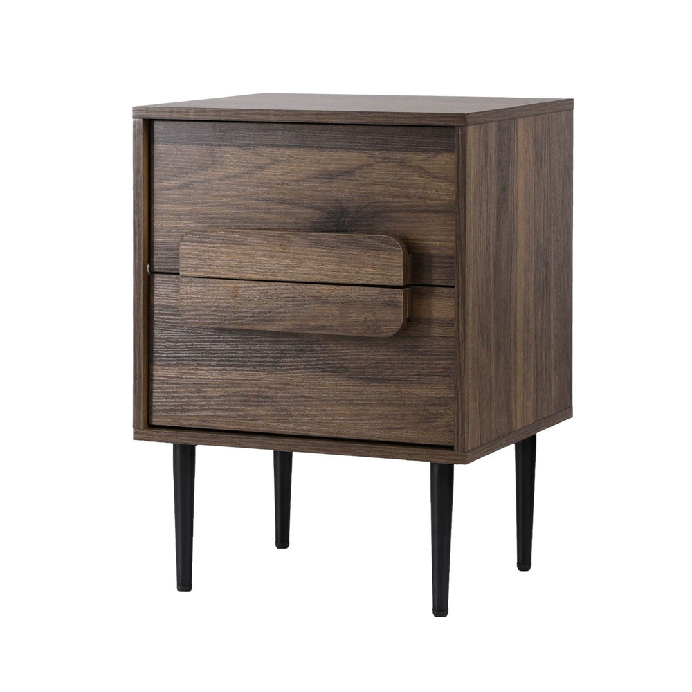 Artiss Bedside Table Nightstand 2 Drawers - Walnut Big Bedding Australia