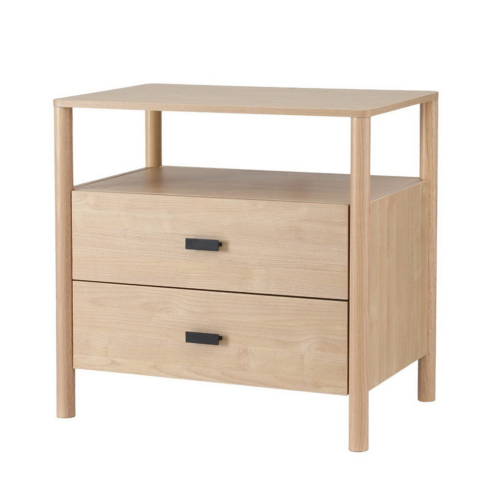 Artiss Bedside Table Nightstand 2 Drawers - Pine Big Bedding Australia