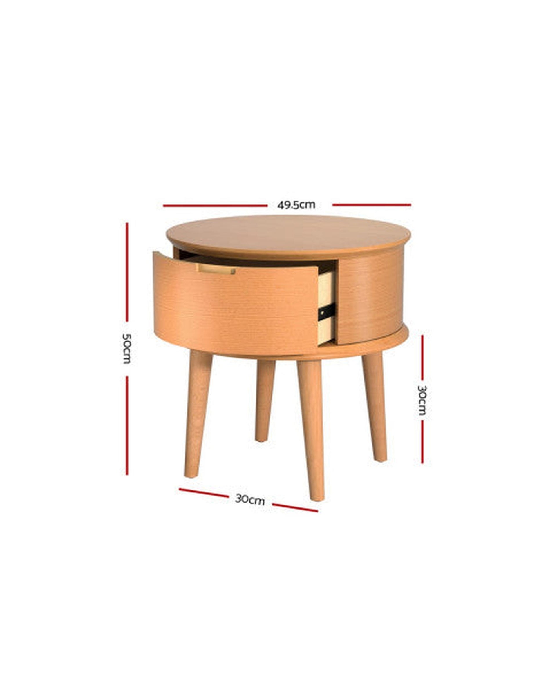 Bedside Table Drawers Curved Side End Table Storage Nightstand Oak ENZO Artiss