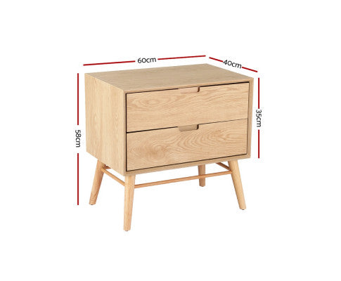 Bedside Table Drawers Side End Table Storage Cabinet Nightstand Oak GINO Artiss