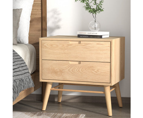 Bedside Table Drawers Side End Table Storage Cabinet Nightstand Oak GINO Artiss