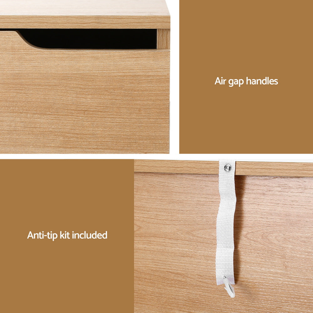 Artiss Bedside Table 2 Drawers Nightstand Pine Big Bedding Australia