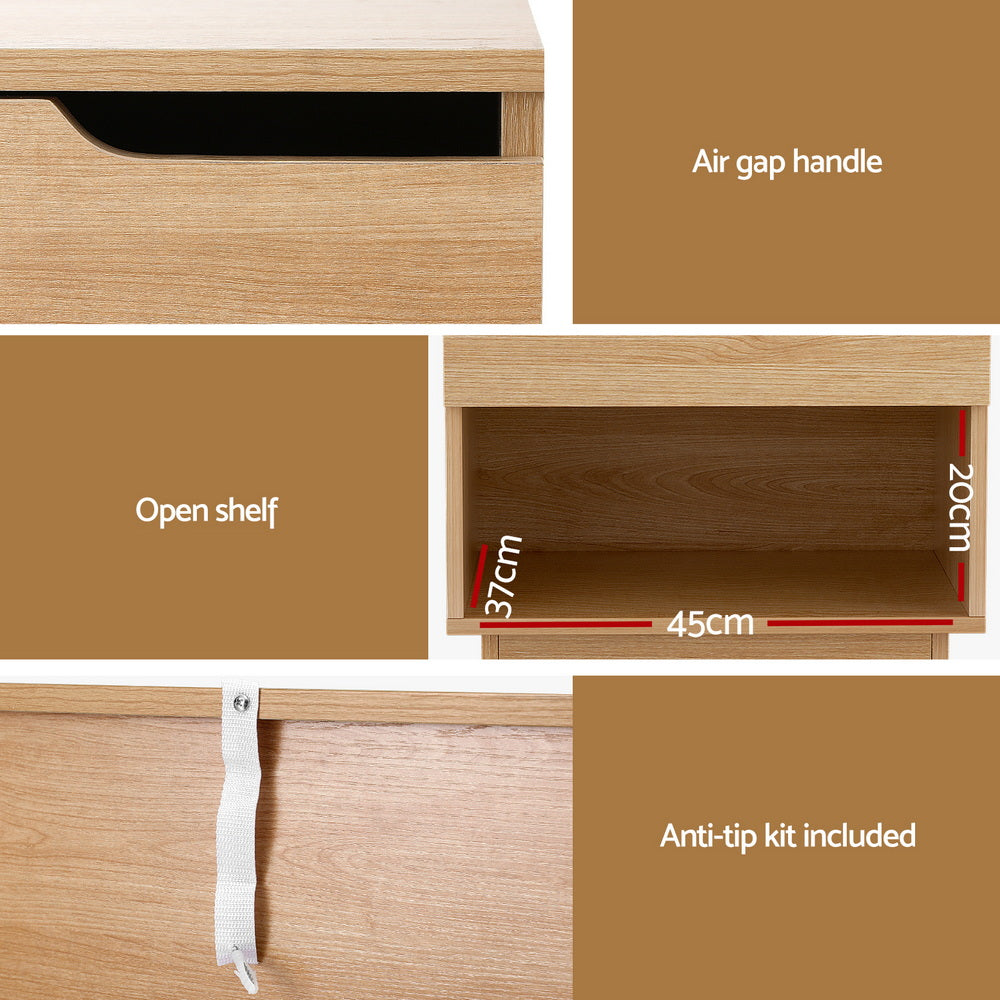 Artiss Bedside Table 1 Drawer 1 Shelf Nightstand Pine Big Bedding Australia