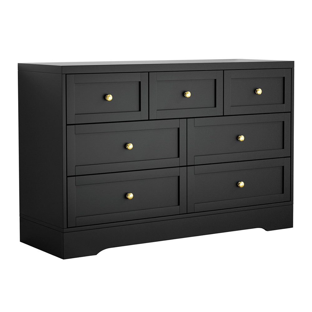 7 Chest of Drawers Dresser Table Black Artiss