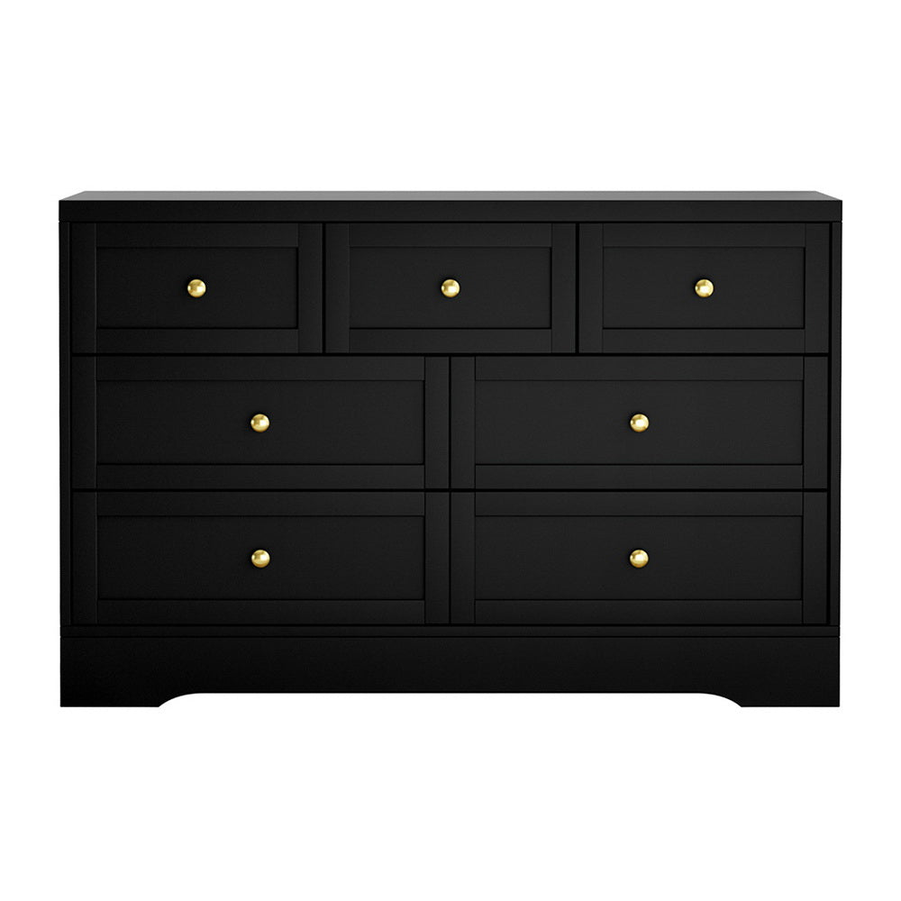7 Chest of Drawers Dresser Table Black Artiss