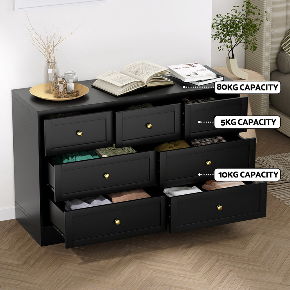7 Chest of Drawers Dresser Table Black Artiss