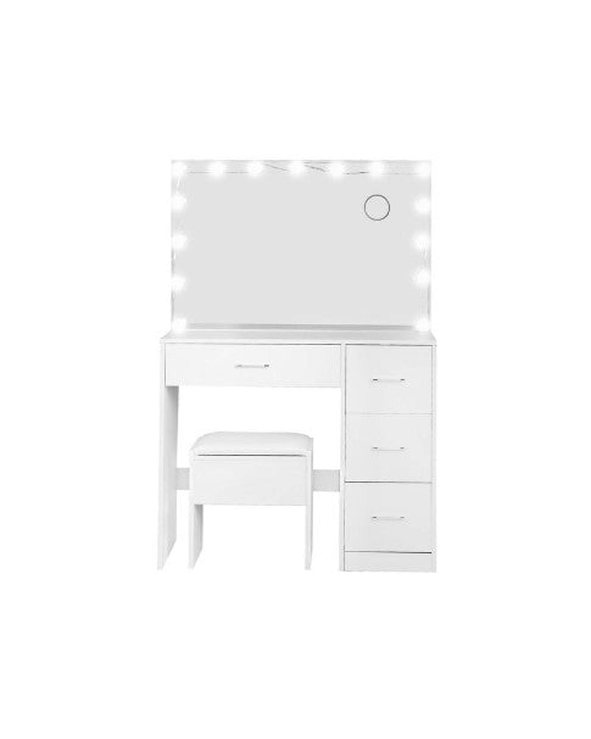 Dressing Table Set Stool 15 Led Bulbs White Darcy Artiss