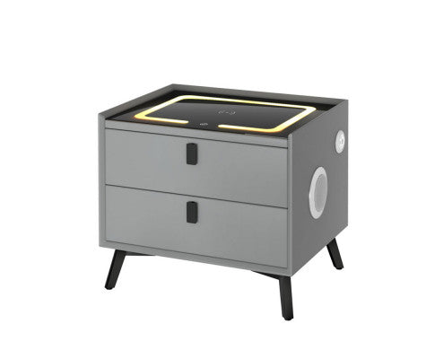 Smart Bedside Table with Wireless Charging - AIKA Grey Artiss