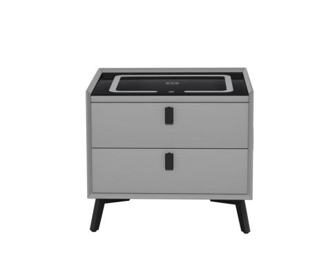 Smart Bedside Table with Wireless Charging - AIKA Grey Artiss