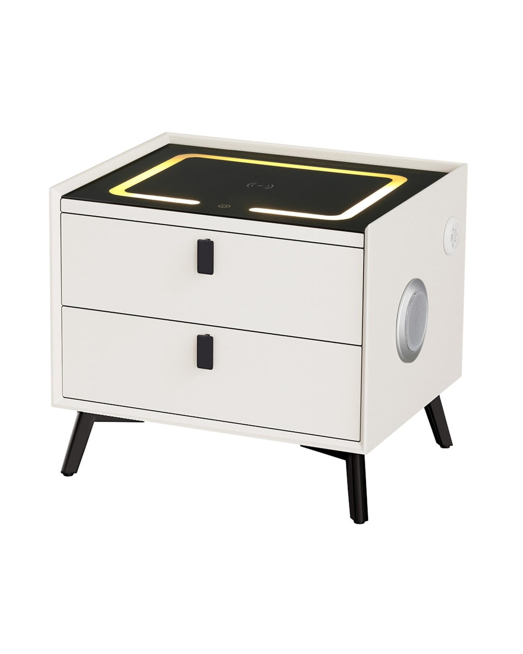 Artiss Smart Bedside Table 2 Drawers with Wireless Charging Ports LED White AIKA Big Bedding Australia