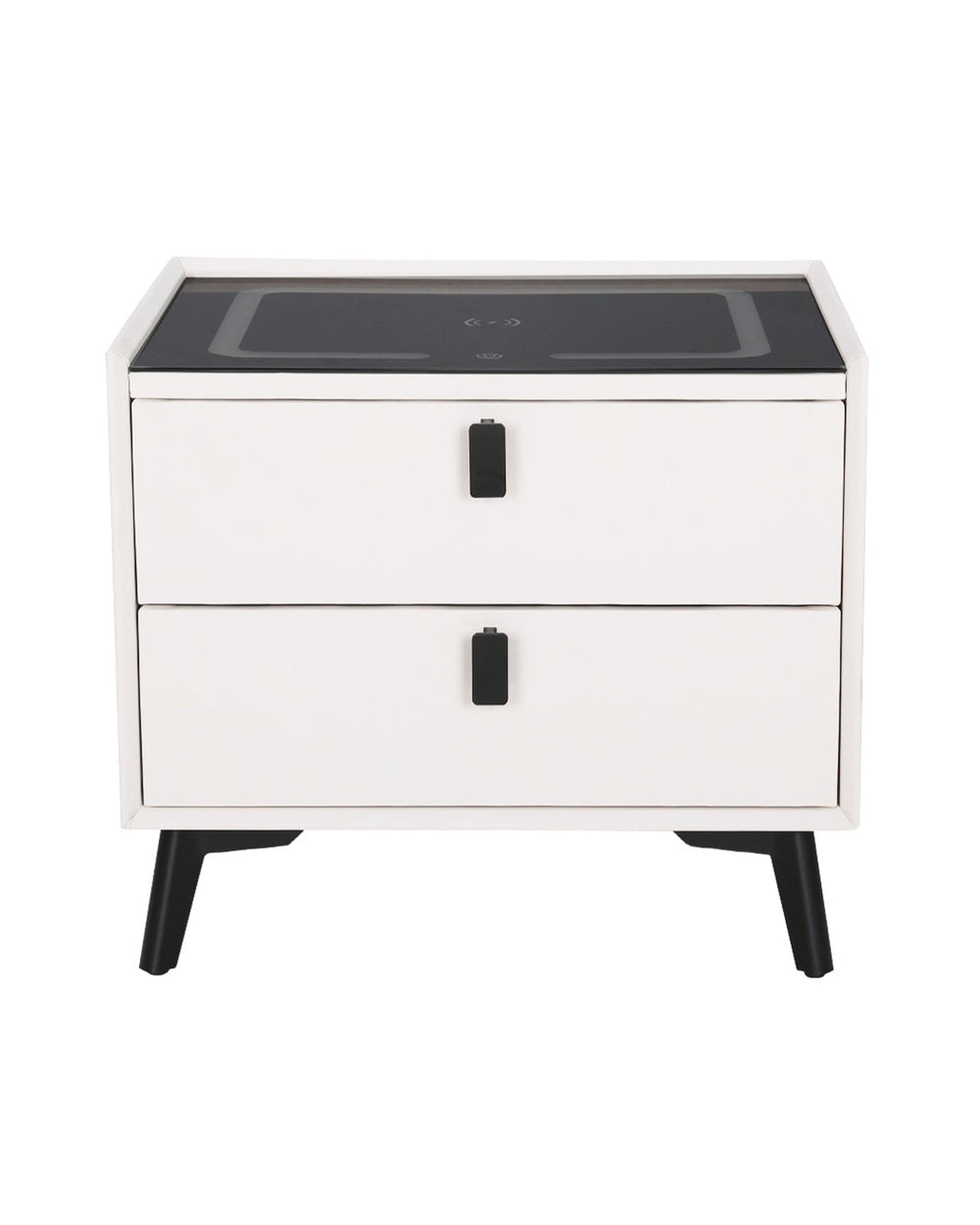 Artiss Smart Bedside Table 2 Drawers with Wireless Charging Ports LED White AIKA Big Bedding Australia