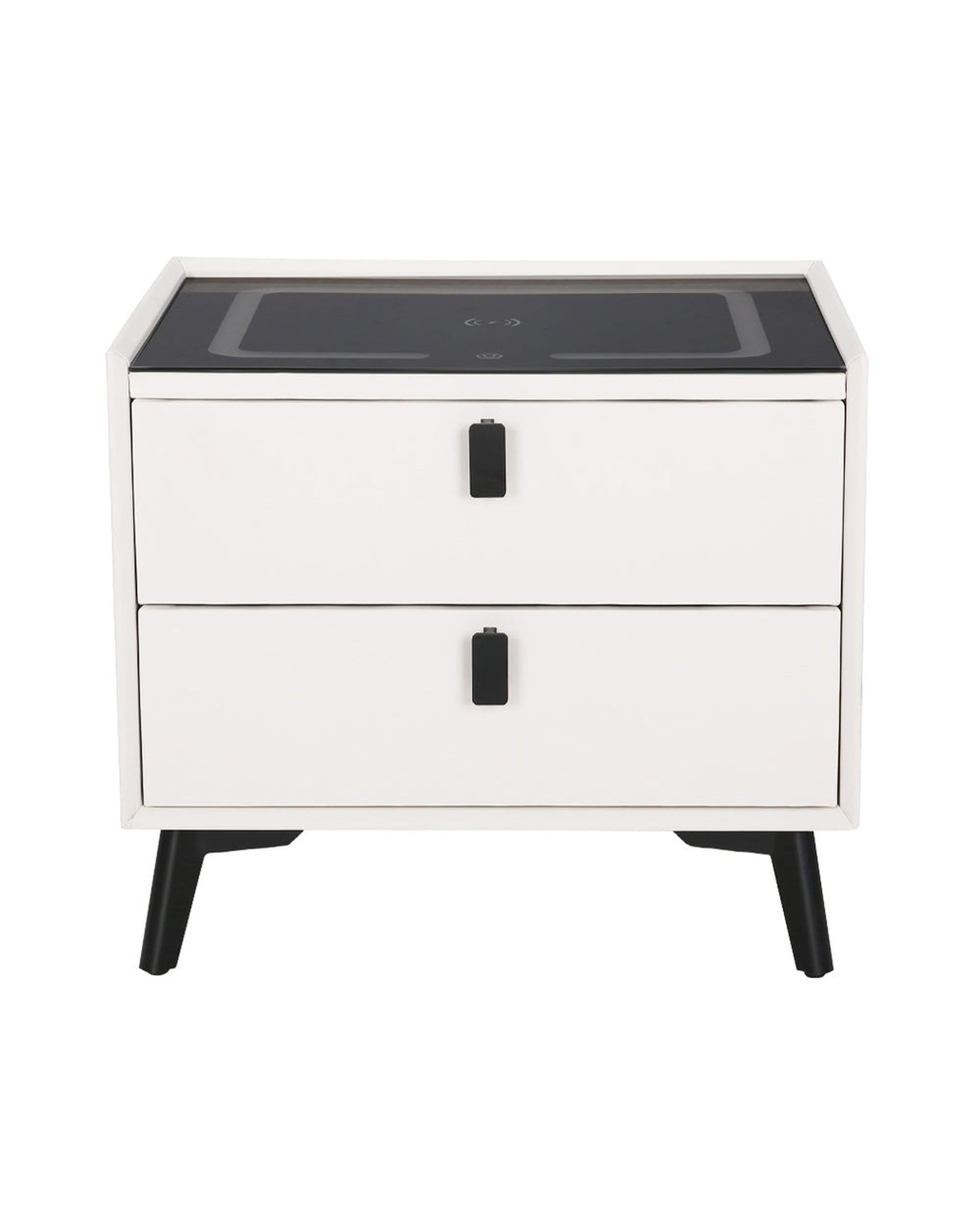 Artiss Smart Bedside Table 2 Drawers with Wireless Charging Ports LED White AIKA Big Bedding Australia