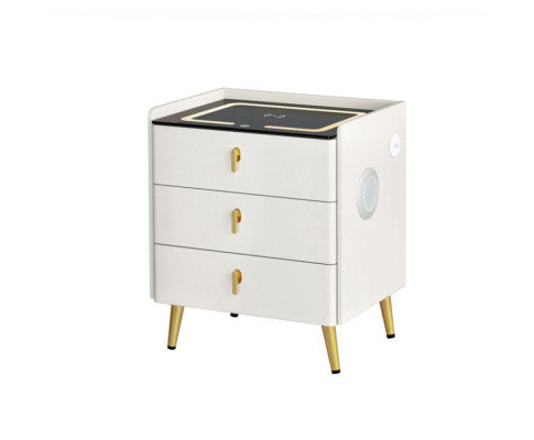 Bedside Table Wireless Charging - ALMA White Artiss