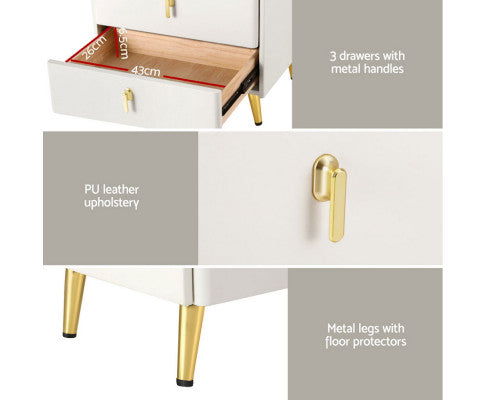 Bedside Table Wireless Charging - ALMA White Artiss