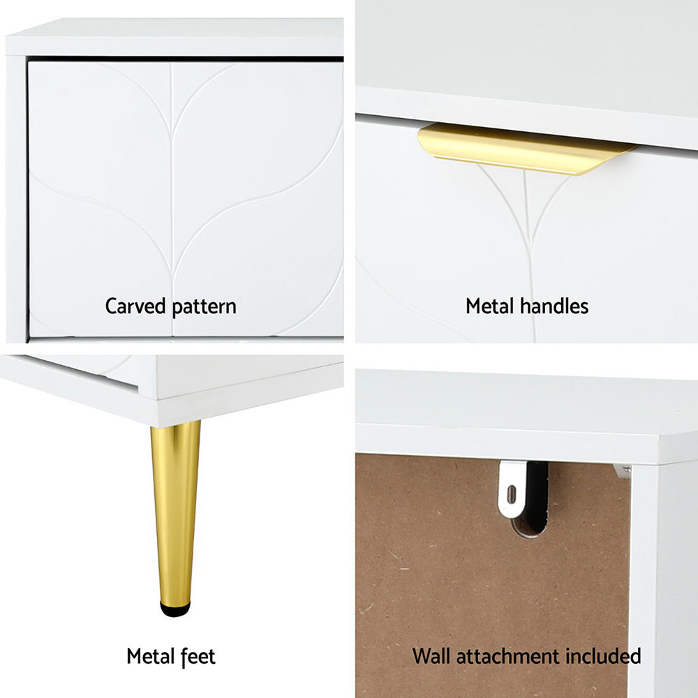 3 Chest of Drawers Lowboy Cabinet White Artiss