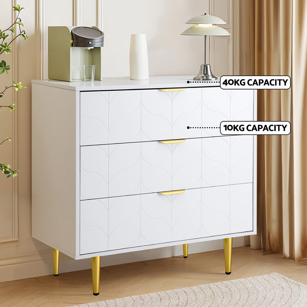 3 Chest of Drawers Lowboy Cabinet White Artiss