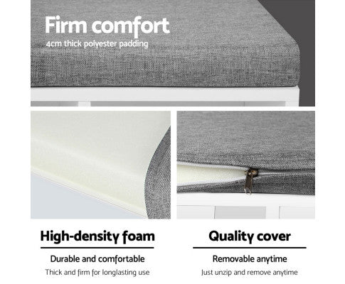 Fabric Shoe Bench with Storage Cubes - White Artiss