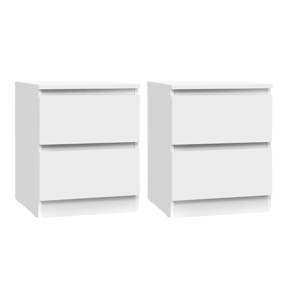 2x Bedside Table 2 Drawers - PEPE White Artiss