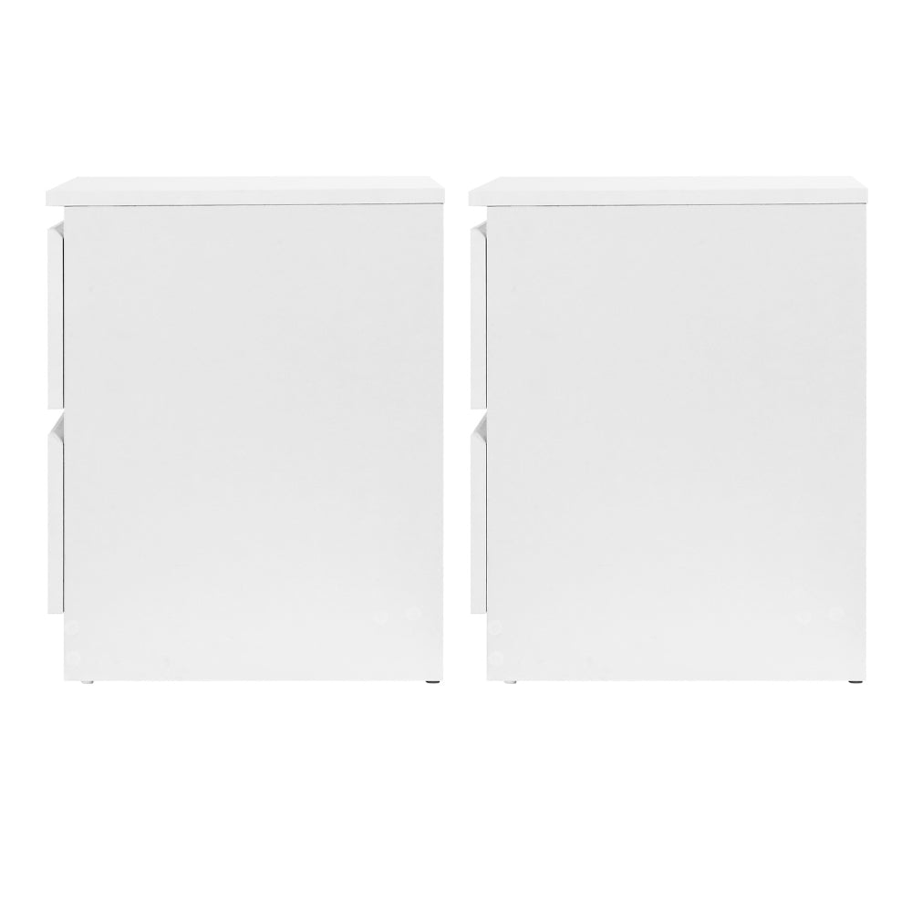 2x Bedside Table 2 Drawers - PEPE White Artiss