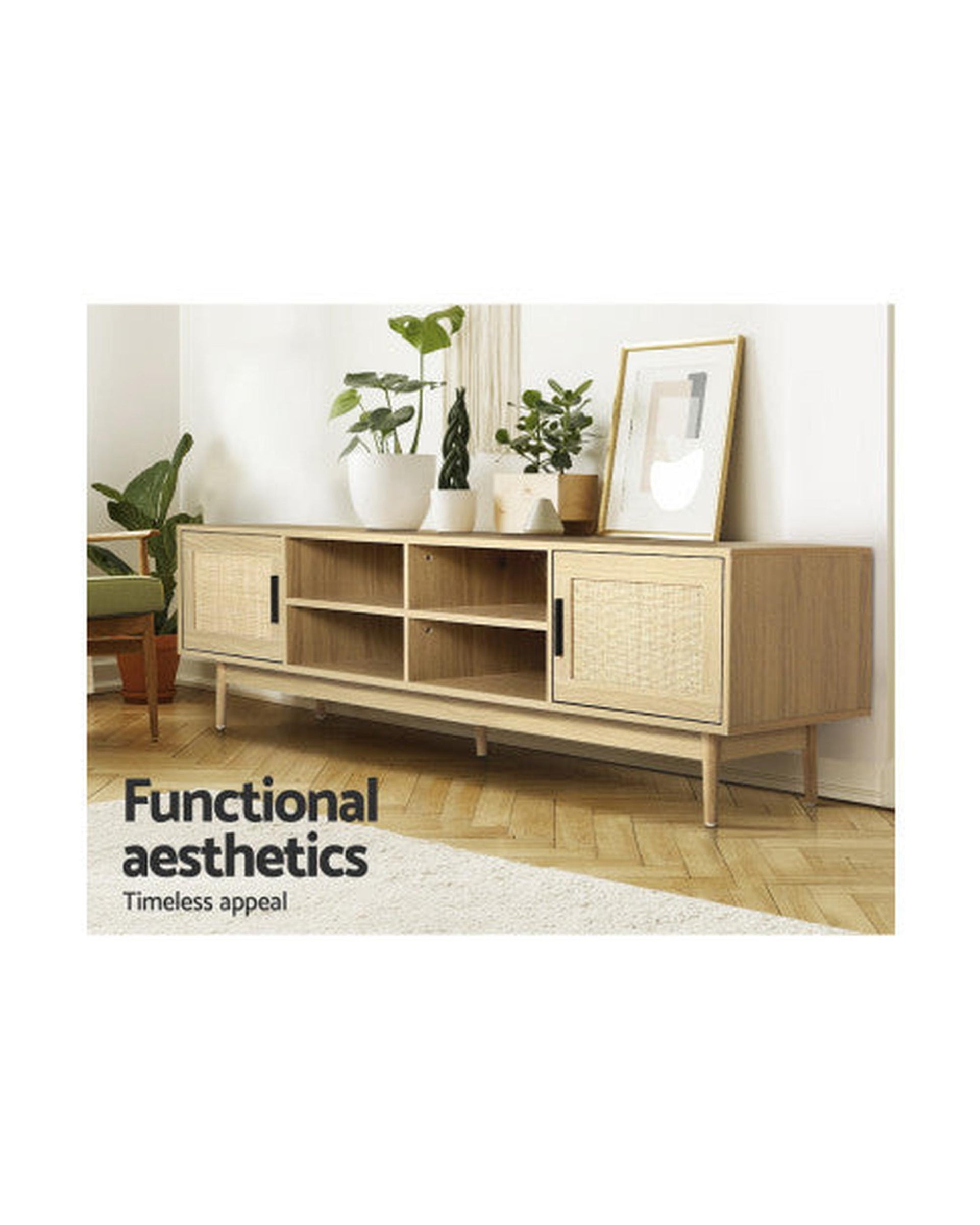 TV Cabinet Entertainment Unit 180cm Rattan Cole Artiss