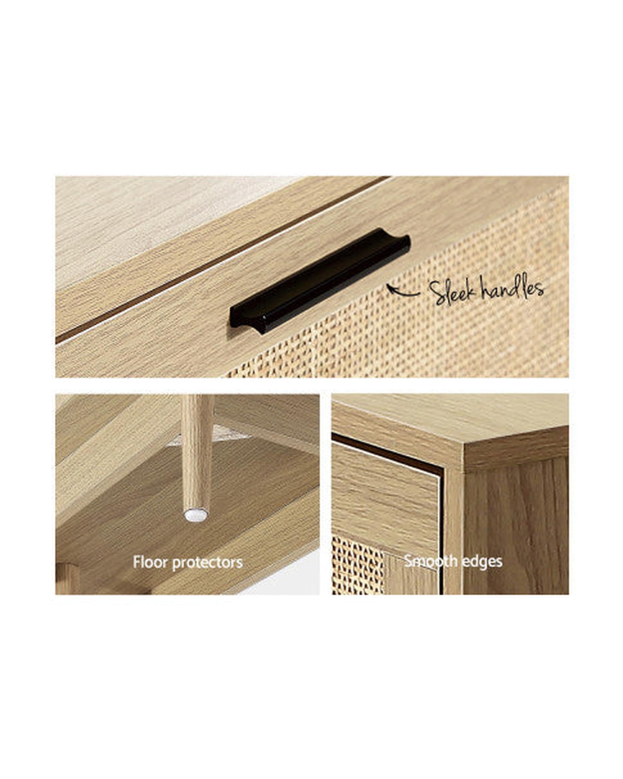 TV Cabinet Entertainment Unit 180cm Rattan Cole Artiss