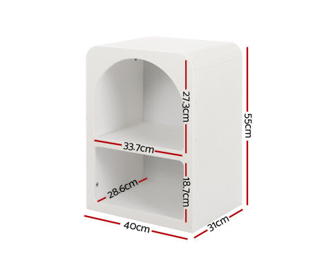 Bedside Table Shelves Side End Table Storage Nightstand White ARCHED Artiss