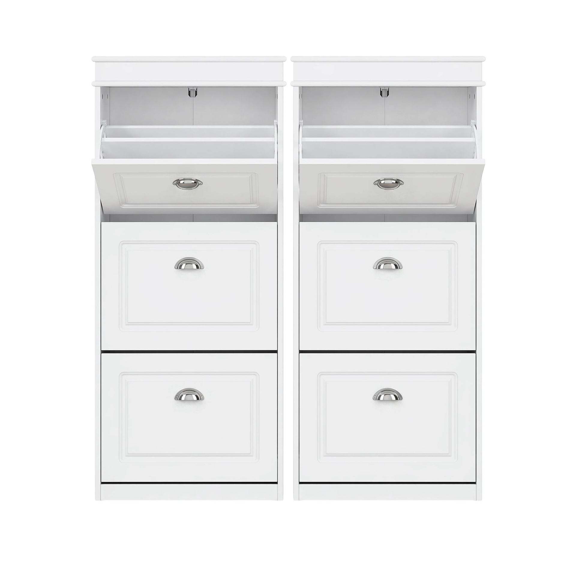 Artiss 2x Shoe Cabinet Storage Organiser 3 Flip Drawer White