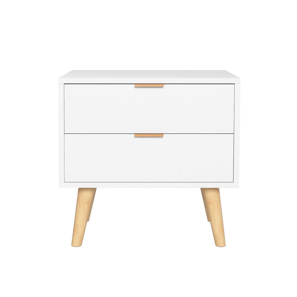 Artiss Bedside Table 2 Drawers - White Big Bedding Australia