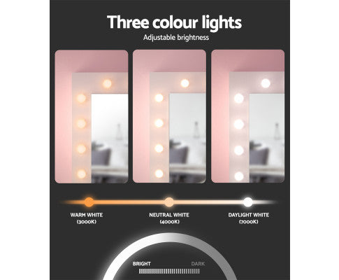 Dressing Table Set Stool 12 Led Bulbs White Artiss