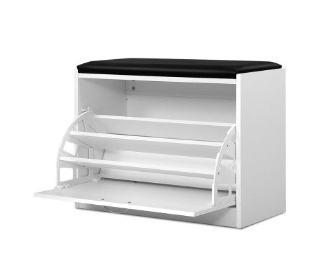 Shoe Cabinet Bench Shoes Storage Rack Organiser Drawer White 15 Pairs Artiss