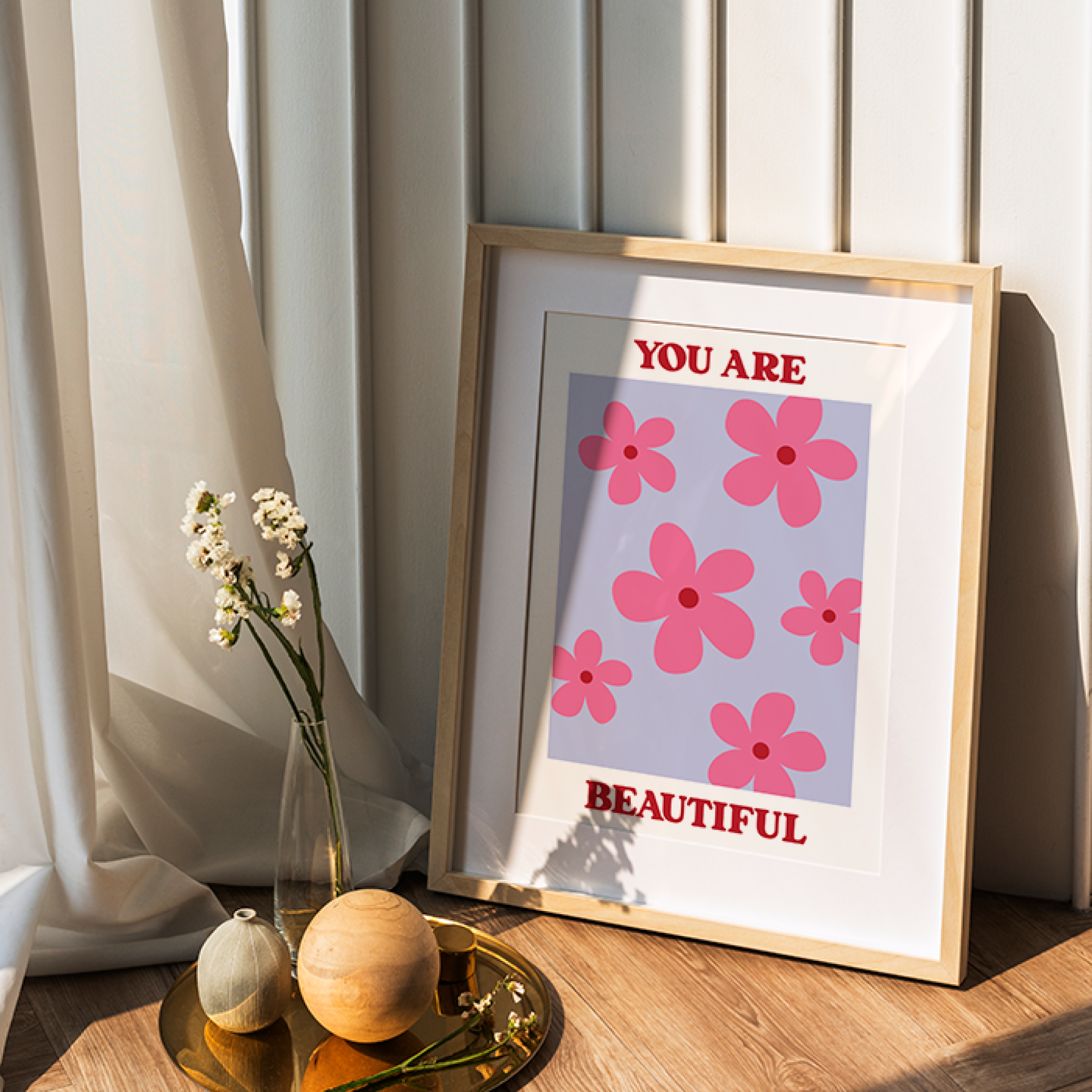 You Are Beautiful Polka Art Prints