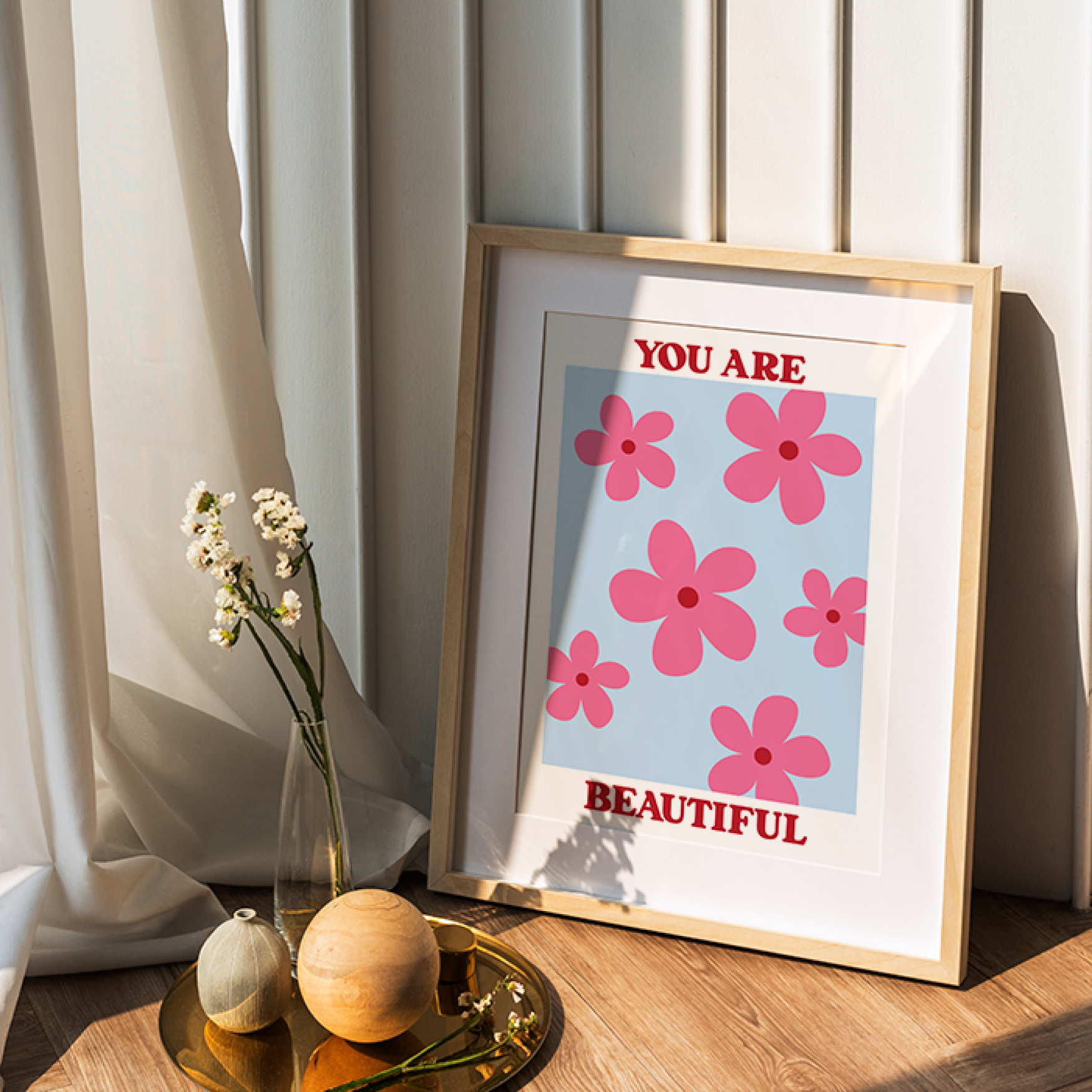 You Are Beautiful Polka Art Prints