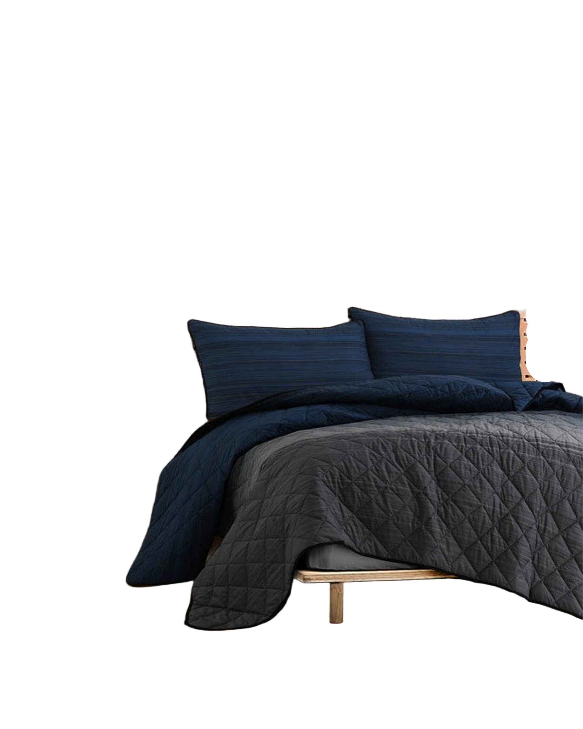 Amsons Grey Black Blue Stripes Bedspread Set Amsons