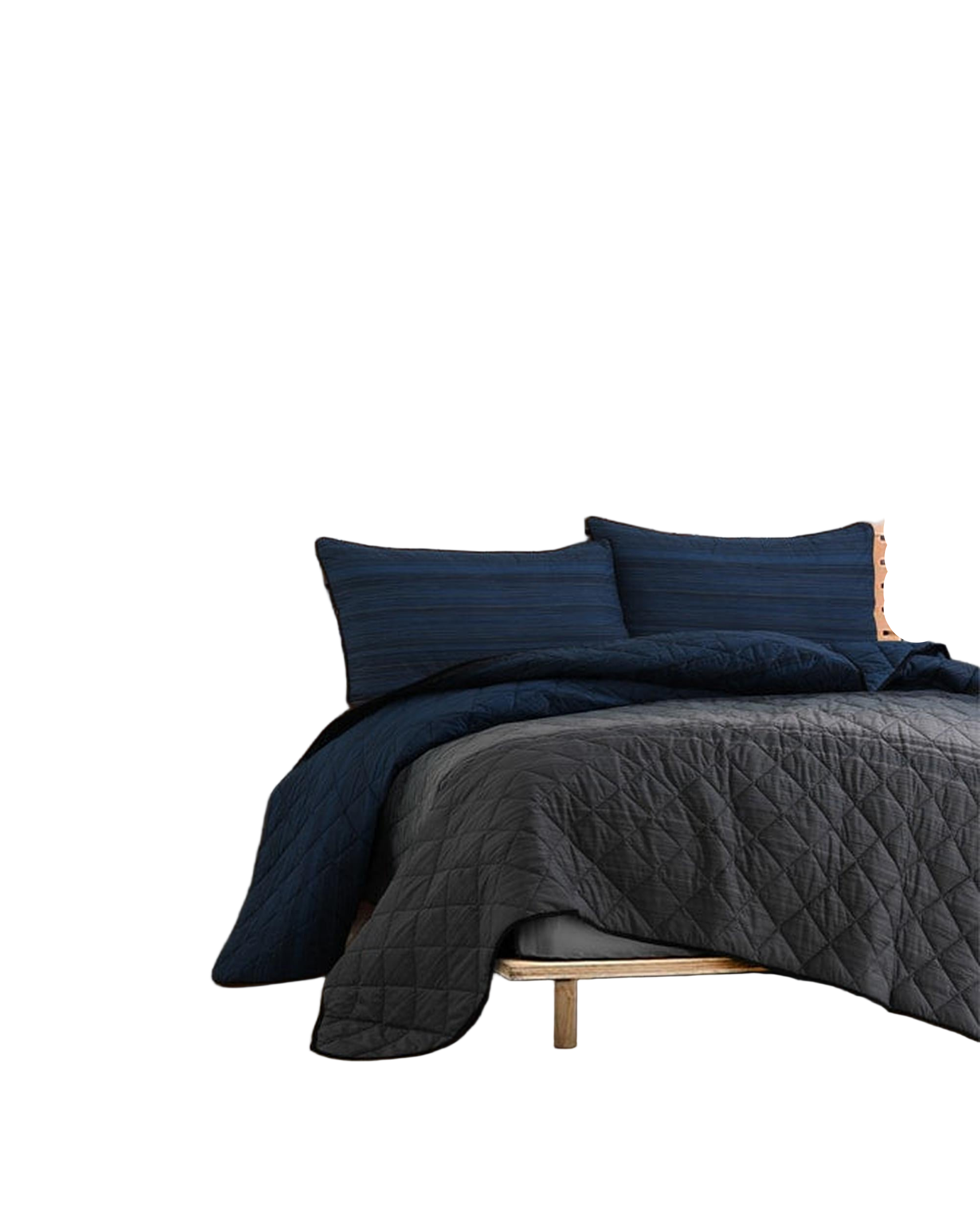 Amsons Grey Black Blue Stripes Bedspread Set Amsons