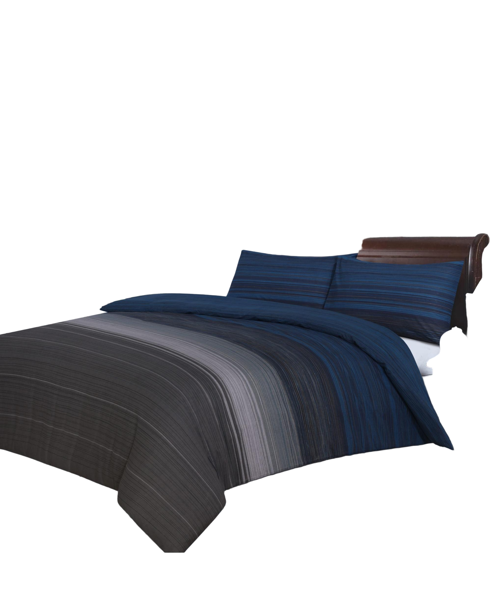 Amsons 100% Cotton Quilt Cover Set  - GBBS - Grey/Blue/Black Amsons