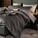 Anyhouz Duvet Comforter Set Queen Deep Grey/ Light Grey Egyptian Cotton Thick Blanket Bedspread 4 Pcs Bed Set