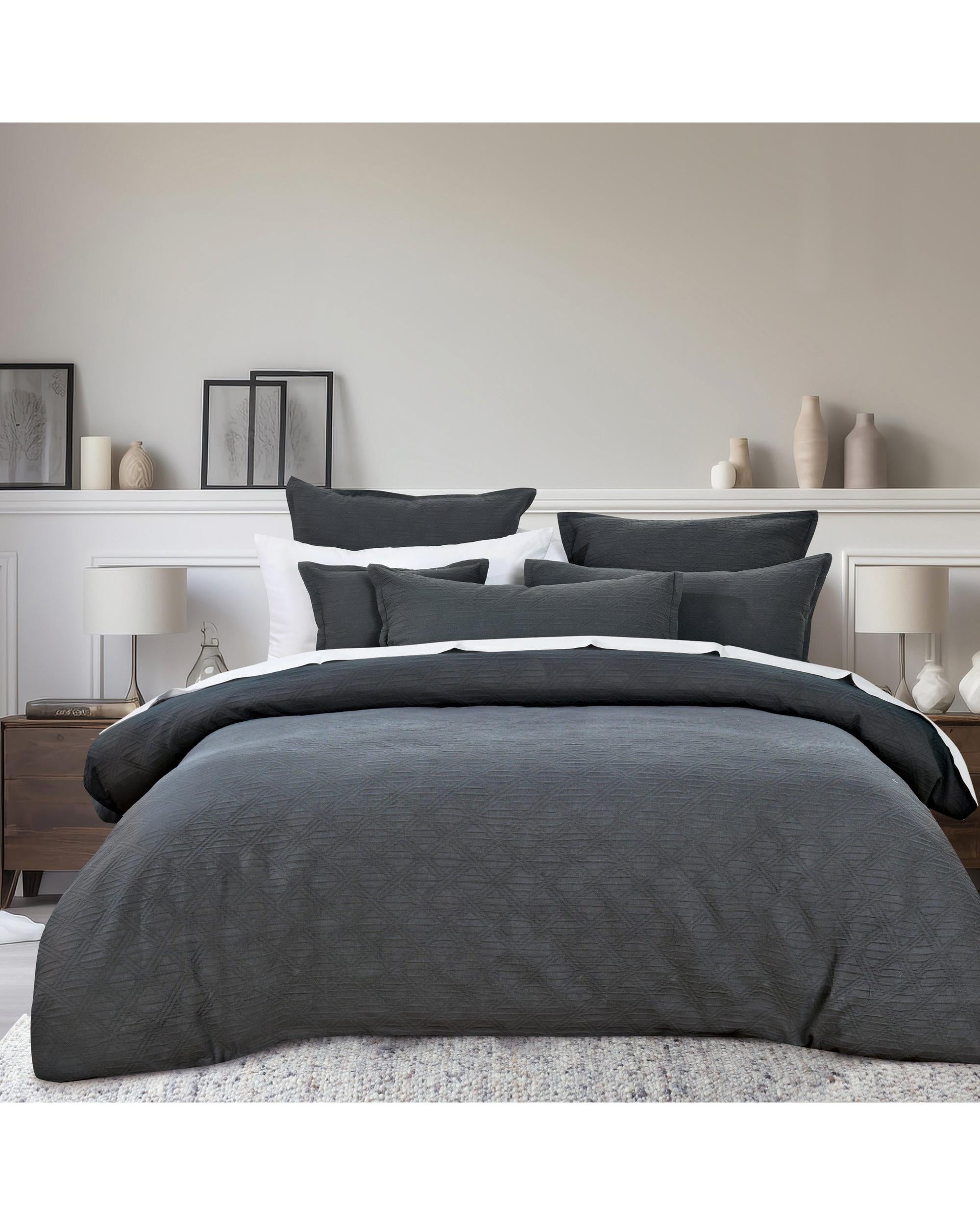 Bianca Bedding Hallston Charcoal Quilt Cover Set