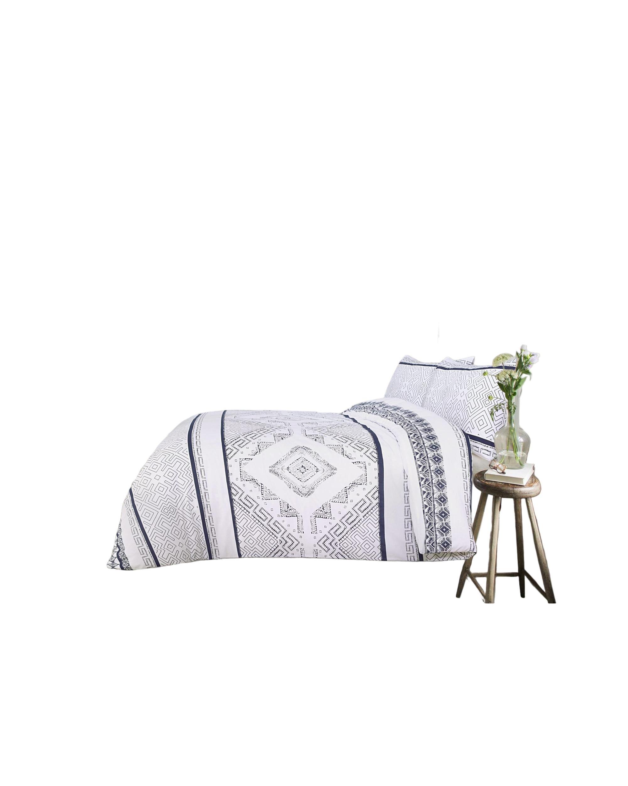 Amsons New Hampton Quilt Cover Set - White Blue Amsons