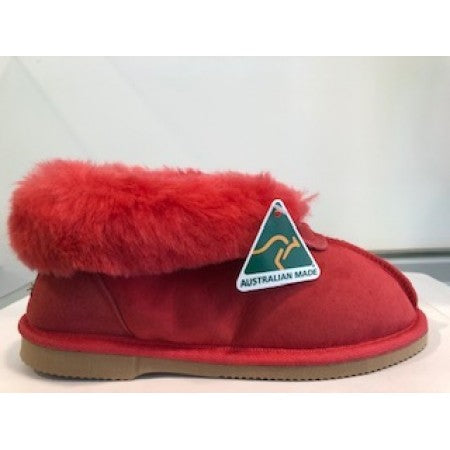 Merino Craft Ladies Slippers  - Red Merino Craft