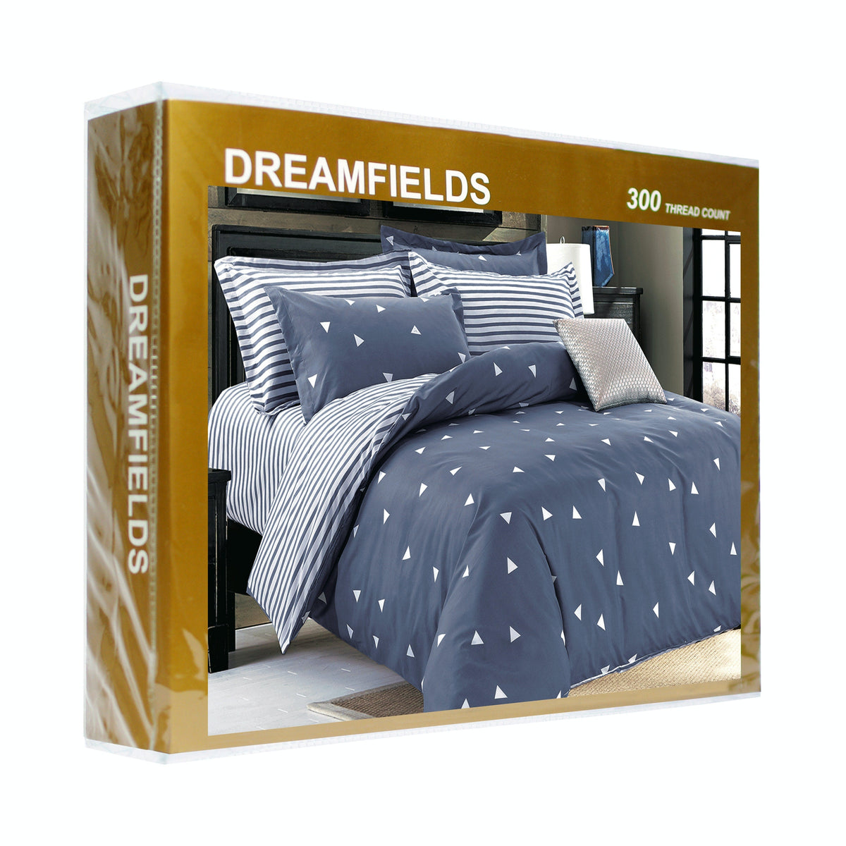 Dreamfields Blue Triangles Design Quilt Doona Duvet Cover Set