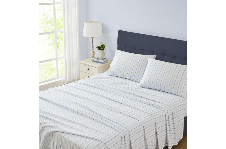 LAURA ASHLEY BRAMPTON STRIPE SHEET SET - MIDNIGHT BLUE