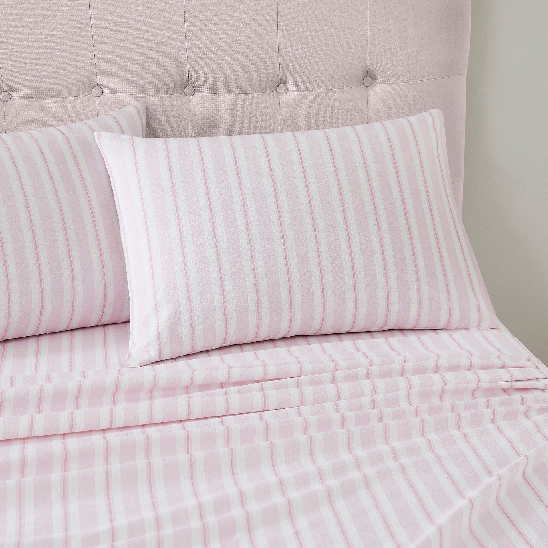 LAURA ASHLEY BRAMPTON STRIPE SHEET SET - BLUSH PINK