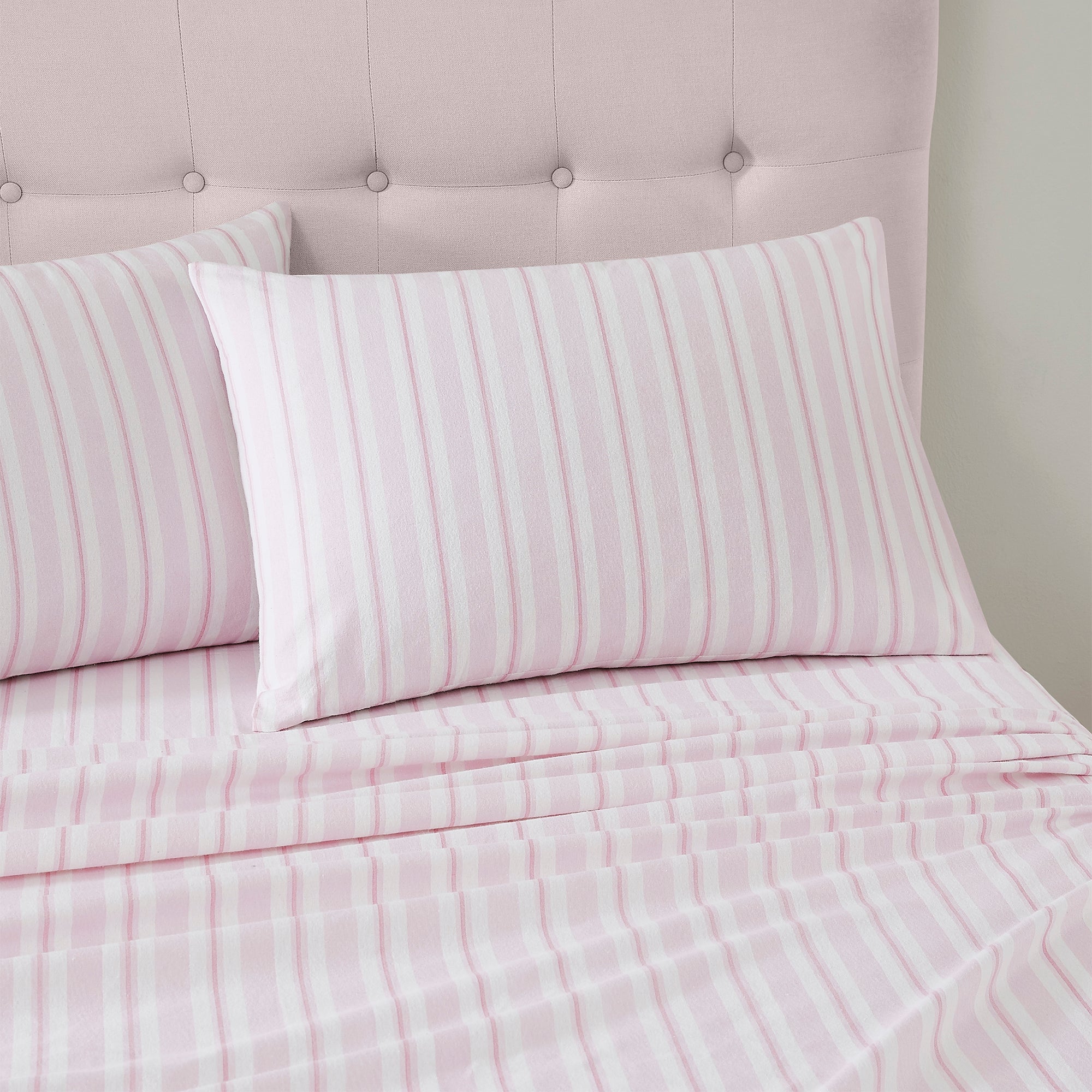LAURA ASHLEY BRAMPTON STRIPE SHEET SET - BLUSH PINK